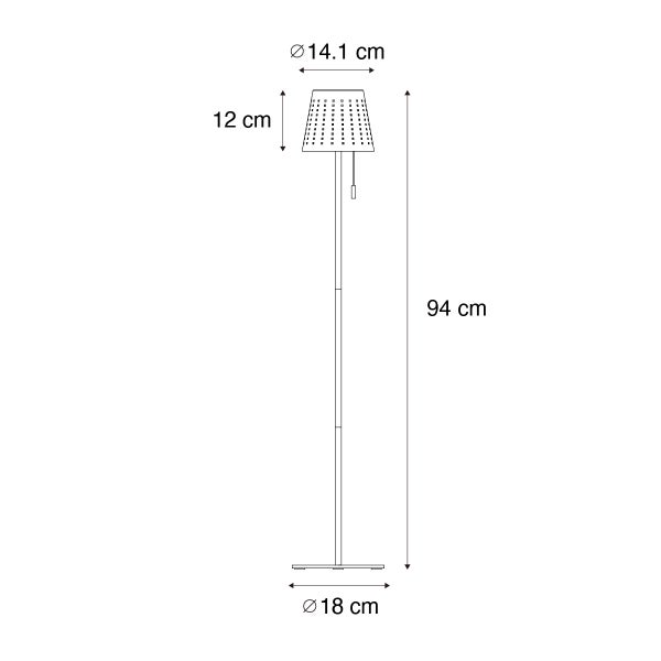 Außenstehleuchte weiß inkl. LED 3-stufig dimmbar auf Solar - Ferre