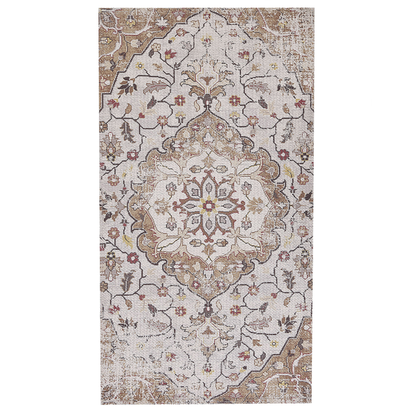 Teppich beige / braun 80 x 150 cm Blumenmuster Kurzflor KATTAKKADA