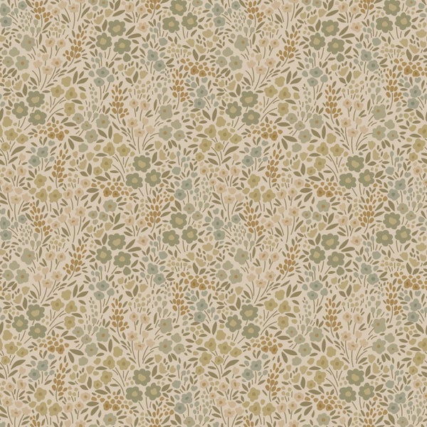ESTAhome Tapete Blumen Olivgrün - 50 x 900 cm - 131457