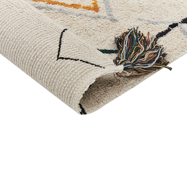 Teppich BOLAY Beige 140 x 200 cm Baumwolle