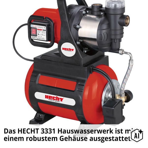 HECHT 3331 Hauswasserwerk mit 1100 Watt Leistung für die Wasserversorgung im Haus und Garten
