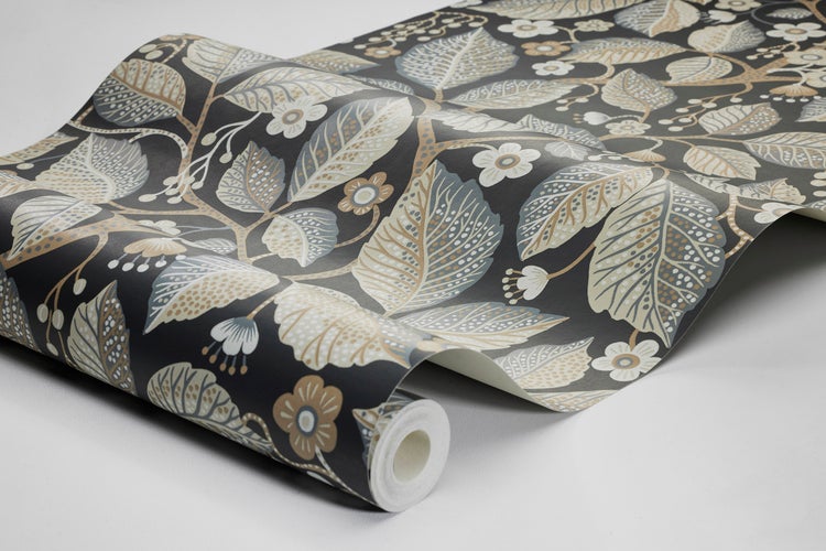 Borastapeter Tapete Blätter und Blumen Braun und Blaugrün - 53 cm x 10.05 m - 662643
