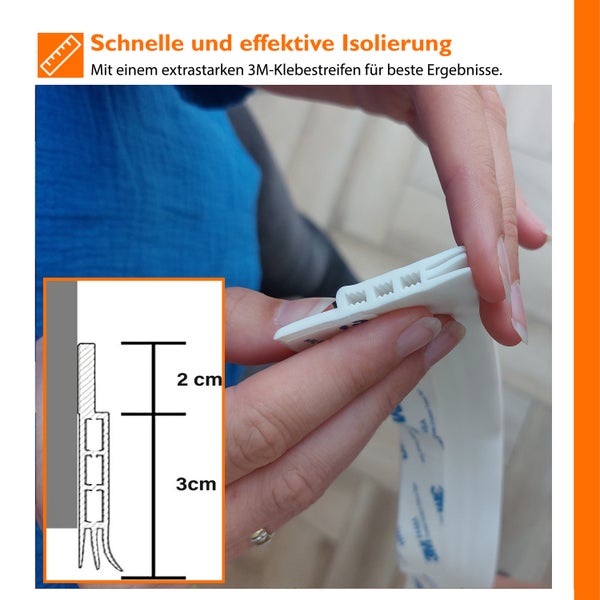 Simple Fix Zugluftstopper für Türen - 100 cm x 5 cm - Türdichtung - Zugstopper Haustür und Fenster, Windstopper - Tür Dichtungsband Selbstklebend und Isolierend - Weiß