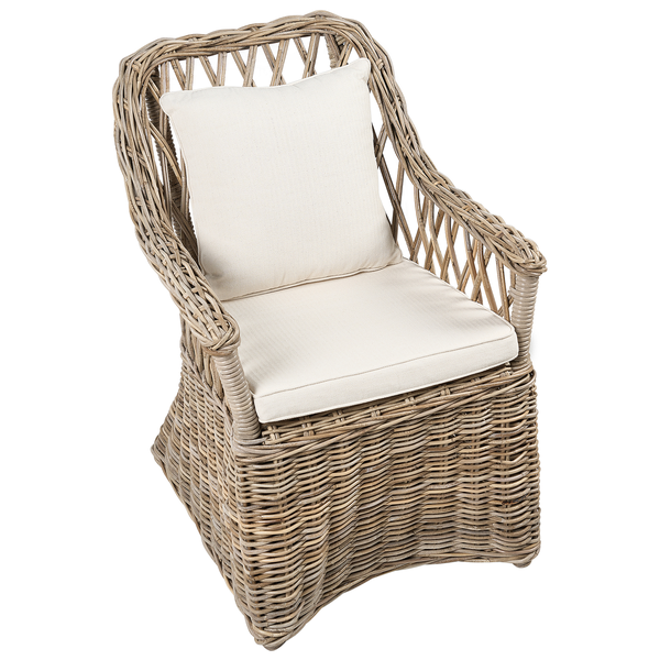 Gartensessel Rattan natürlich Auflagen hellbeige MAROS II