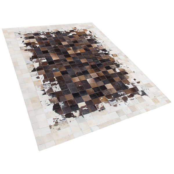 Teppich OKCULU 160 x 230 cm Echtleder Braun