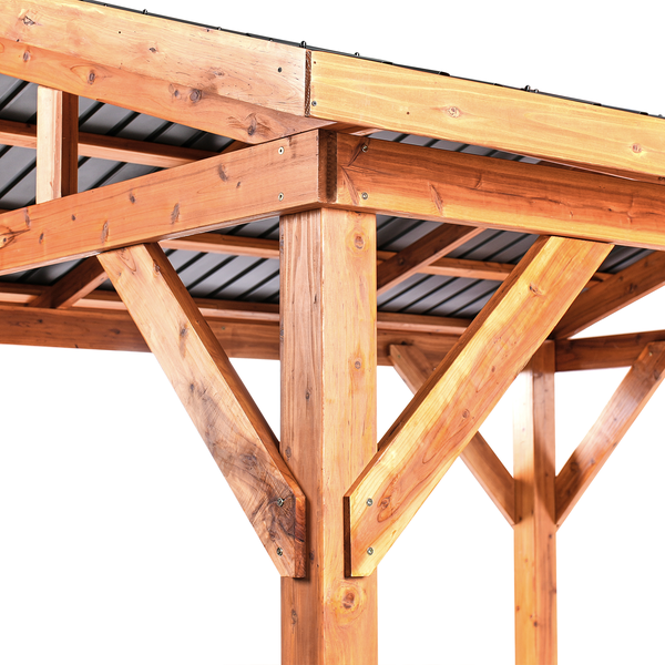 Pavillon SECCHIA Tannenholz 296 cm 350 cm Braun / Grau