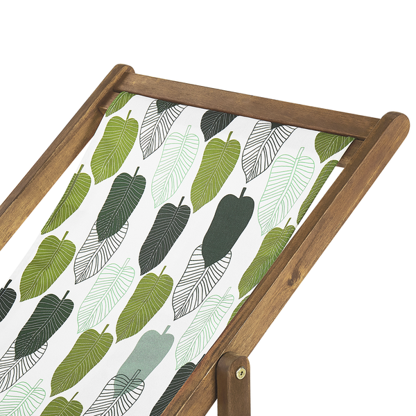 Set mit 2 klappbaren Liegestühlen ANZIO mit Ersatzstoffen Blumenmuster Akazienholz Hellbraun