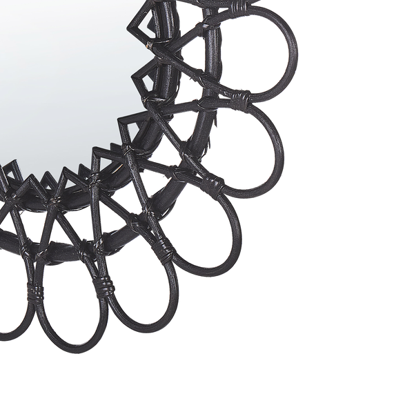 Wandspiegel BABAI 60 cm 60 cm Rattan Schwarz