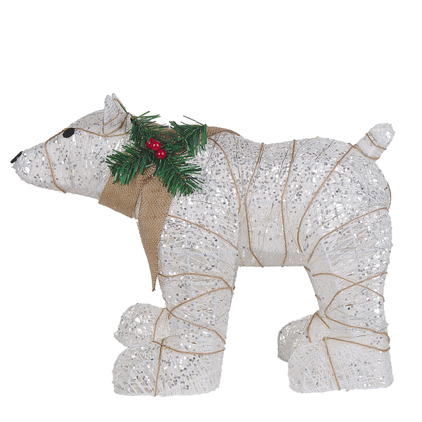 Dekofigur Bär mit Schleife und Beleuchtung für die Weihnachtsdekoration