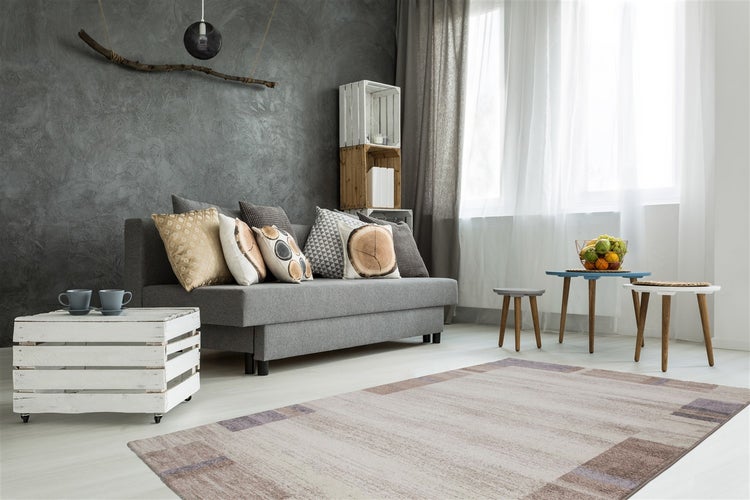 Kurzflor Teppich Fiamma Beige / Silber Vintage 80 x 150 cm