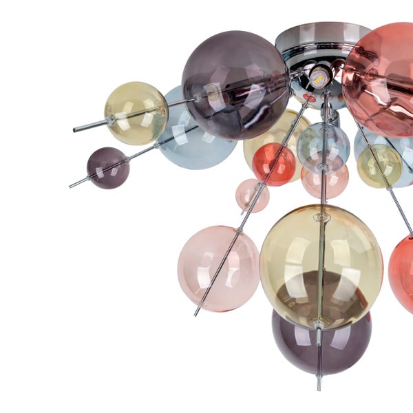Deckenleuchte mit Glaskugeln in verschiedenen Größen und Farben