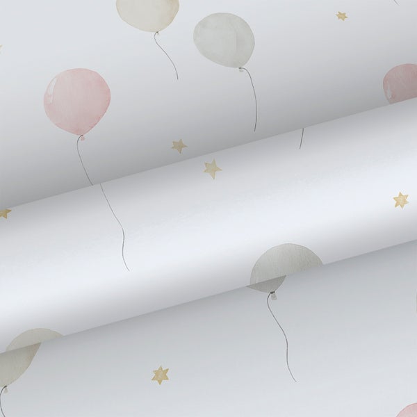 Sanders und Sanders Tapete Luftballon Hellrosa, Beige und Weiß - 53 cm x 10.05 m - 640634