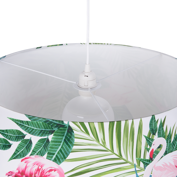Hängelampe mit Flamingos und Blättermuster
