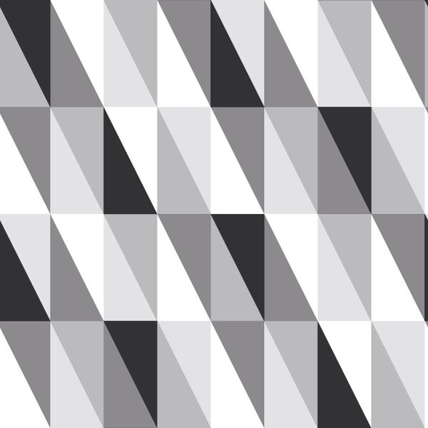 ESTAhome Tapete grafische Dreiecke Schwarz, Grau und Weiß - 53 cm x 10.05 m - 139121