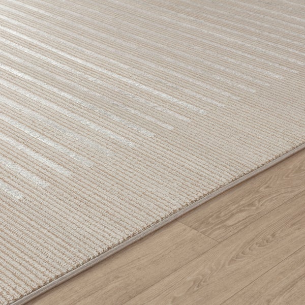 Skandinavisch Gestreifter Teppich Grau/Weiß 80x150 cm KAYSA