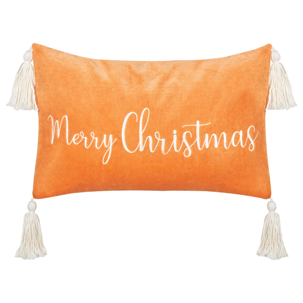Dekokissen 2er Set LITHOPS Samtstoff 30 x 50 cm Orange Weihnachtsmotiv