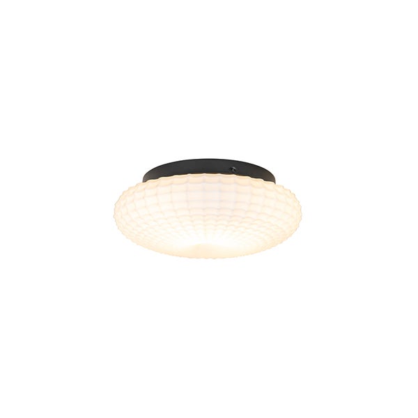 Klassische Deckenleuchte schwarz mit Opalglas 23 cm IP44 - Nohmi