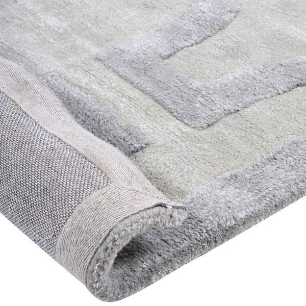Teppich Viskose beige / grau 160 x 230 cm geometrisches Muster Kurzflor GWANI