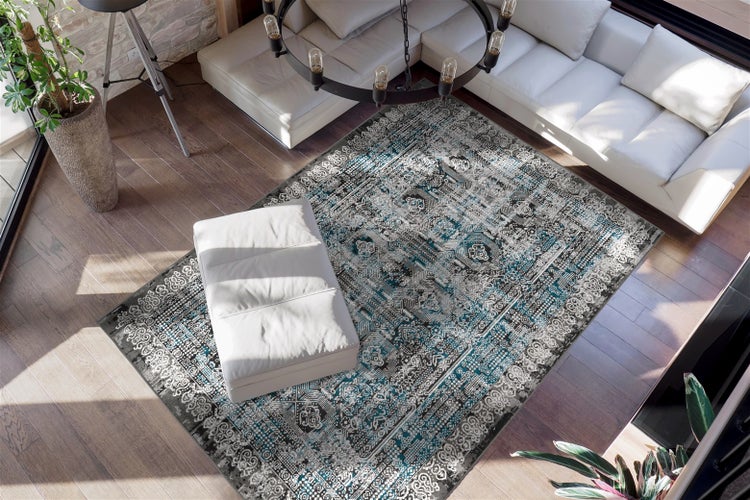 Kurzflor Teppich Isabeau Blau Vintage 160 x 230 cm