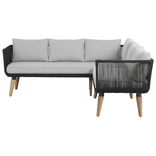 Garten Ecksofa mit Tisch 5-Sitzer ALCAMO linksseitig Akazienholz Schwarz