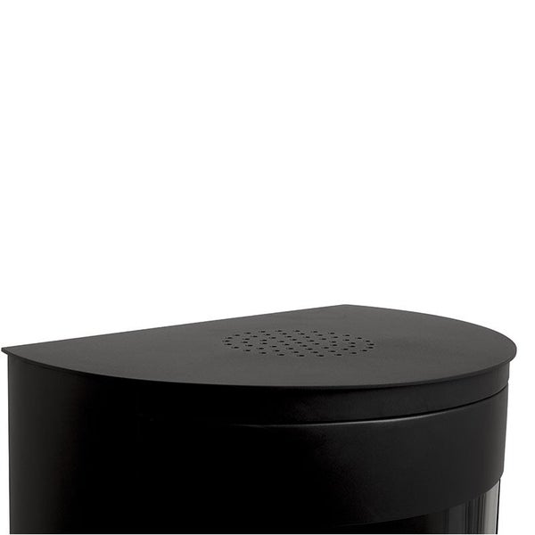 Oberseite eines runden Abfallbehälters