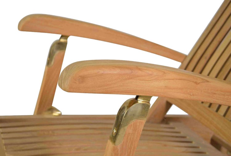Liegestuhl Holz Teak Deckchair Gartenliege Sonnenliege mit Armlehnen Rollen klappbar premium