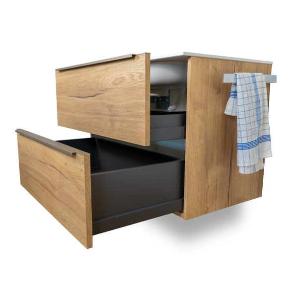 Waschtischunterschrank mit zwei Schubladen und Handtuchhalter
