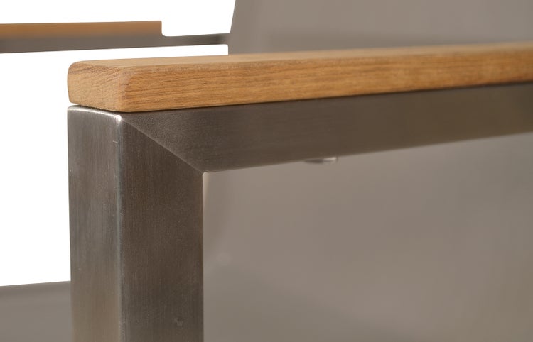 Freischwinger Edelstahl Teak für Garten Terrasse und Balkon Gartenstuhl stapelbar wetterfest modern