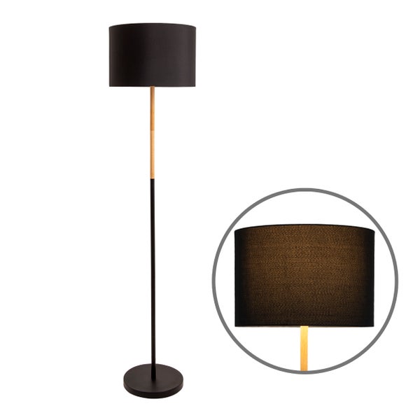Abmessungen einer Stehlampe: Höhe 1500 mm, Schirmdurchmesser 360 mm, Schirmhöhe 235 mm, Basisdurchmesser 255 mm, Kabellänge 1800 mm