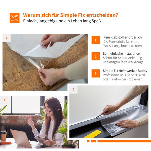 Simple Fix Fensterfolie Streifen 70 x 500 cm - Sichtschutzfolie Fenster Folie, Isolierfolie - Fensterfolie Blickdicht Selbsthaftend - Streifen