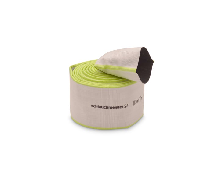 Ø 4 Zoll - 102 mm, 10 m Flachschlauch | Bauschlauch | Industrieschlauch | Synthetischer Gummi, Weiß mit Grün, 10 Bar, -20°C bis +60°