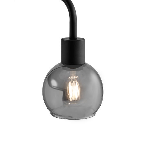 Art Deco Stehleuchte schwarz mit Rauchglas - Vidro