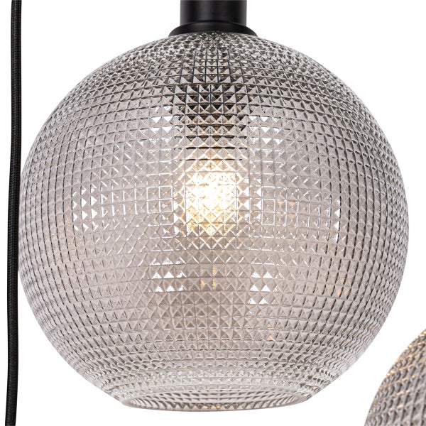 Design-Hängelampe schwarz mit Rauchglas 3-flammig - Chico