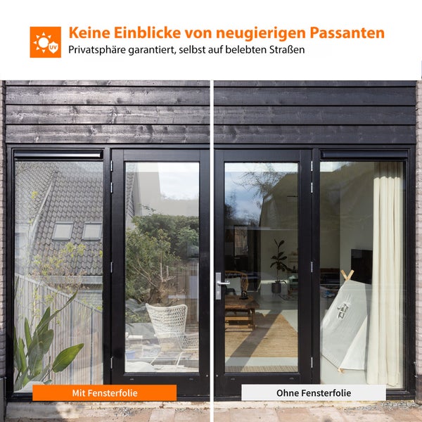 Simple Fix Fensterfolie Spiegelfolie Schwarz - 60 x 300 cm - Selbshaftend Blickdicht Sichtschutzfolie für Fenster - Spiegelfolie Fenster Sichtschutz - Schwarz