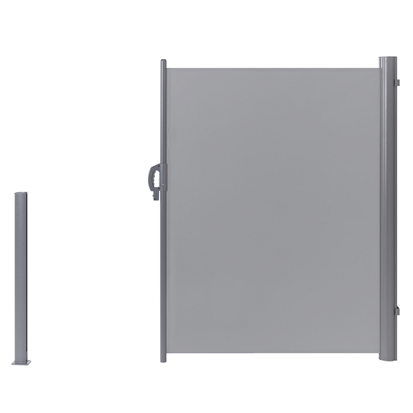 Ausgezogene Seitenmarkise mit Pfosten