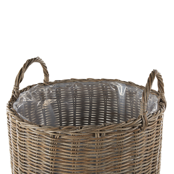 Set mit 2 Blumentöpfen BITOLA Polyrattan 40/48 cm Braun