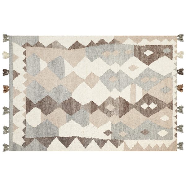 Teppich ARALEZ Beige 160 x 230 cm Wolle Kelim