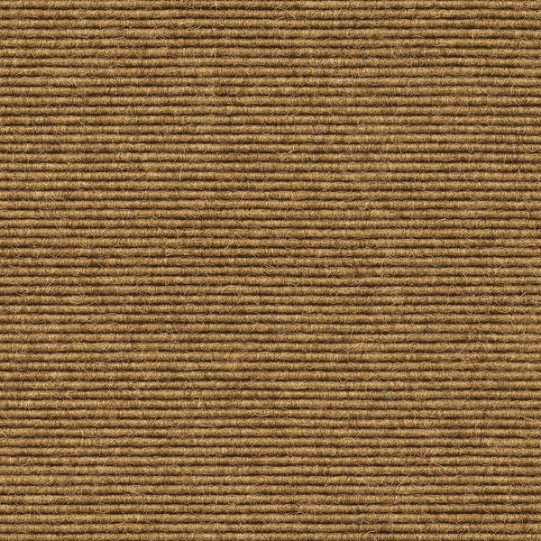 Gerippter Teppichboden aus Naturfasern in Braun mit Linienstruktur.
