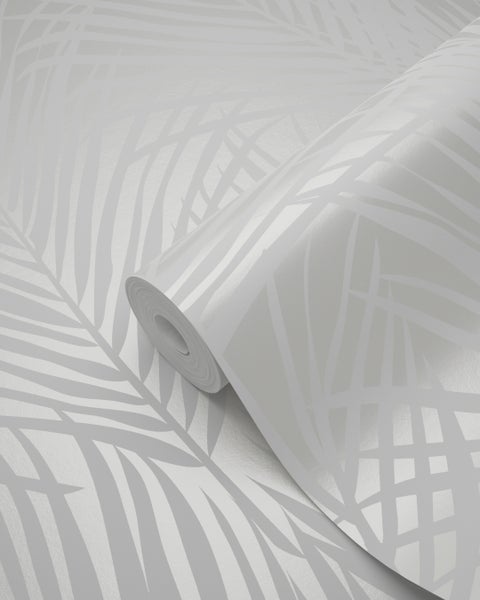Origin Wallcoverings Tapete Palmenblätter Weiß - 53 cm x 10.05 m - 347741