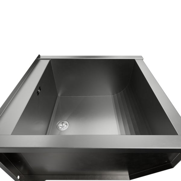 Spülbecken aus Metall mit Abfluss