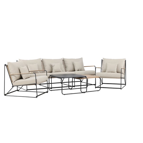 Palazzo Loungeset 1 Sofa, 2 Stühle, 2 Couchtische schwarz. 60 X 60 X 36 cm
