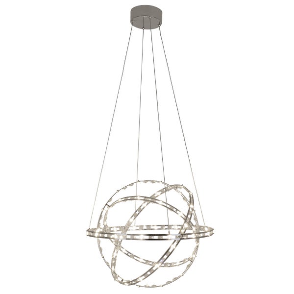 LED Pendelleuchte COSMOS  Metall und Kunststoff in chrom,  Ø60 cm, mit fest verbauten LEDs, Beleuchtung für Wohnzimmer, Esszimmer oder Büro.