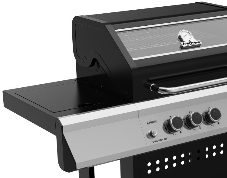 Grillfürst S330G 3-Brenner Gasgrill mit Seitenkocher und Gusseisen Rost