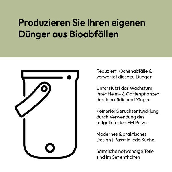 Darstellung eines Komposteimers zur Herstellung von Dünger aus Bioabfällen