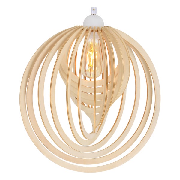 Hängelampe aus Holz mit Glühbirne