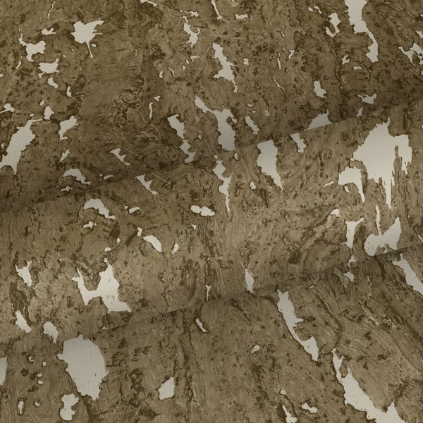 ESTAhome Tapete Kork Braun und Crême-Weiß - 50 x 900 cm - 139336