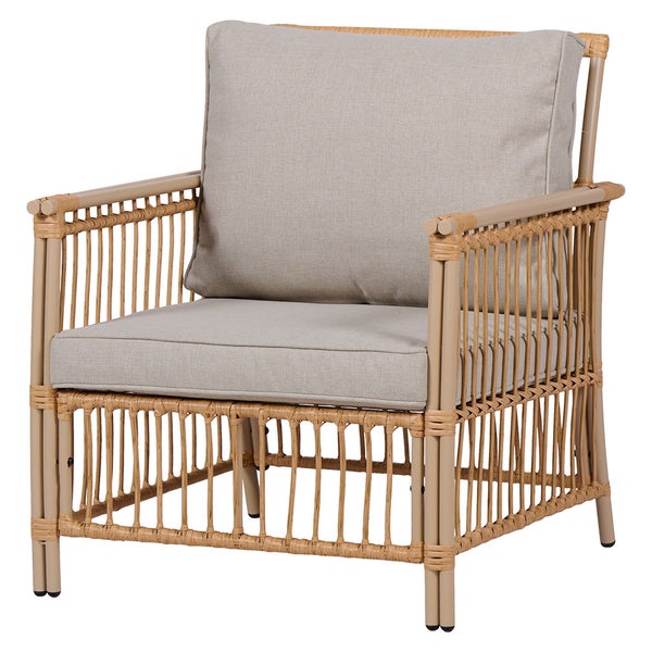 Rattan Sessel mit Sitzkissen und Rückenkissen