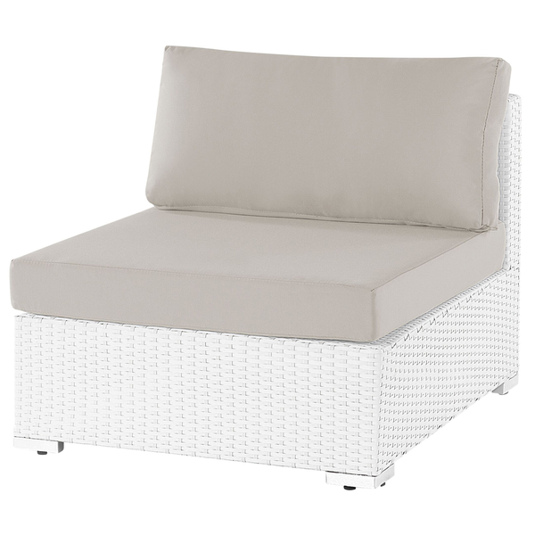 Garten Ecksofa mit Tisch 4-Sitzer SANO rechtsseitig modular Polyrattan Weiß