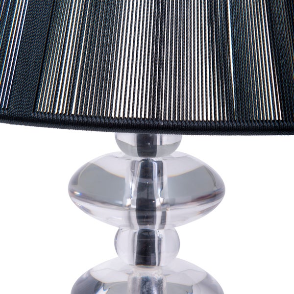 Tischleuchte mit transparentem Sockel und Lampenschirm