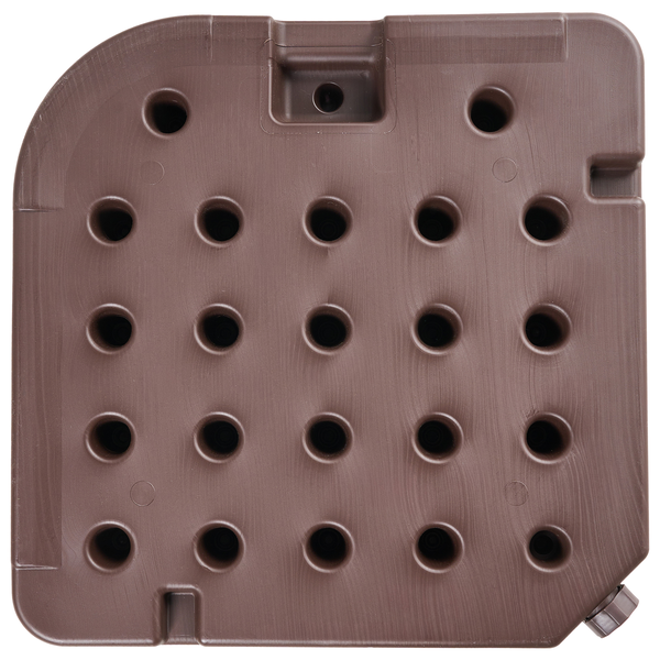 Braune Sonnenschirmbasis aus Kunststoff mit mehreren Löchern